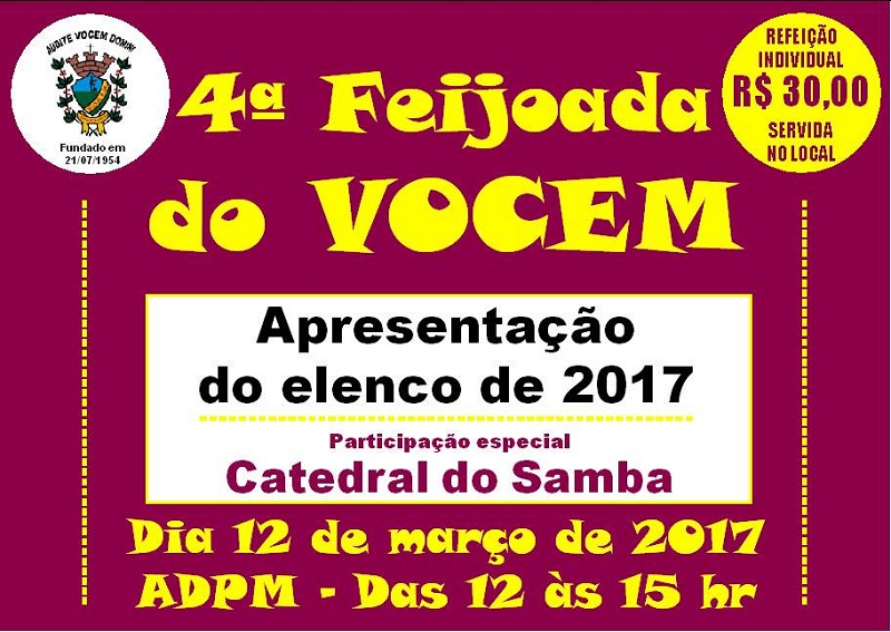 Programa 'Torcedor de Fé' do VOCEM será lançado domingo, durante feijoada