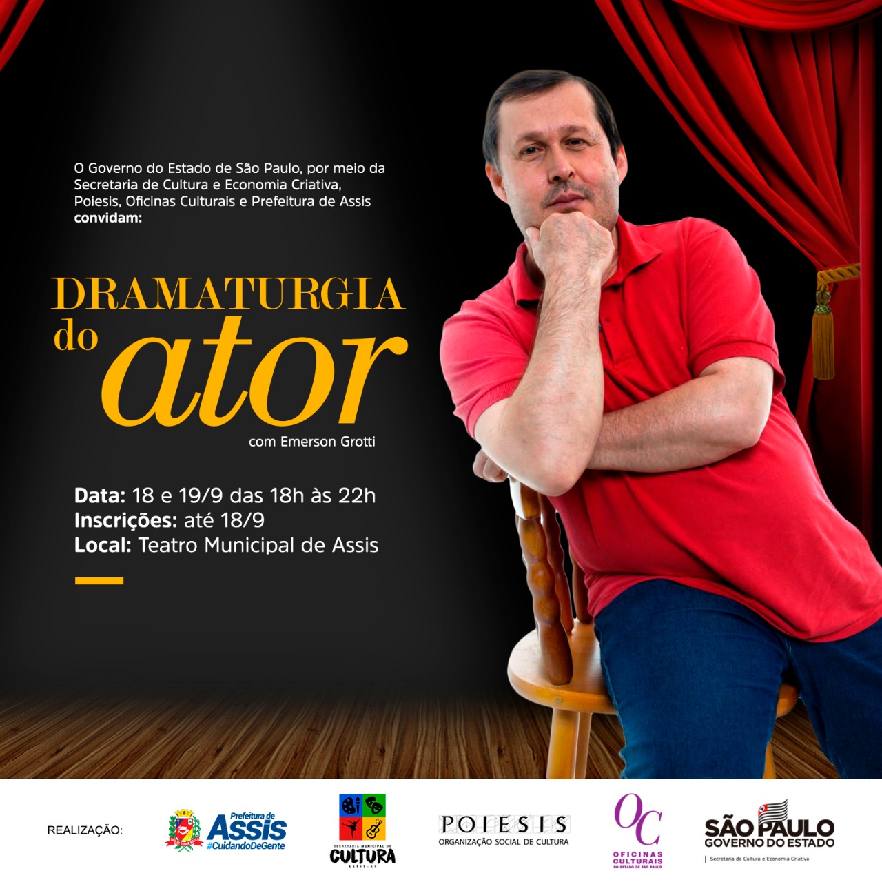 Prefeitura abre inscrição para oficina de Dramaturgia do Ator