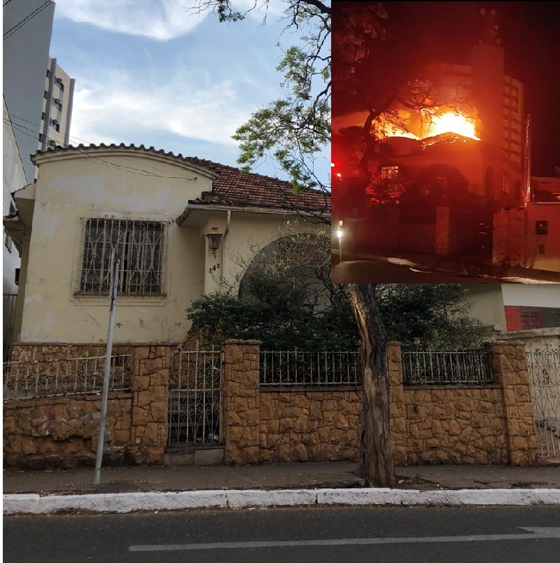 Casa antiga é incendiada no centro de Assis