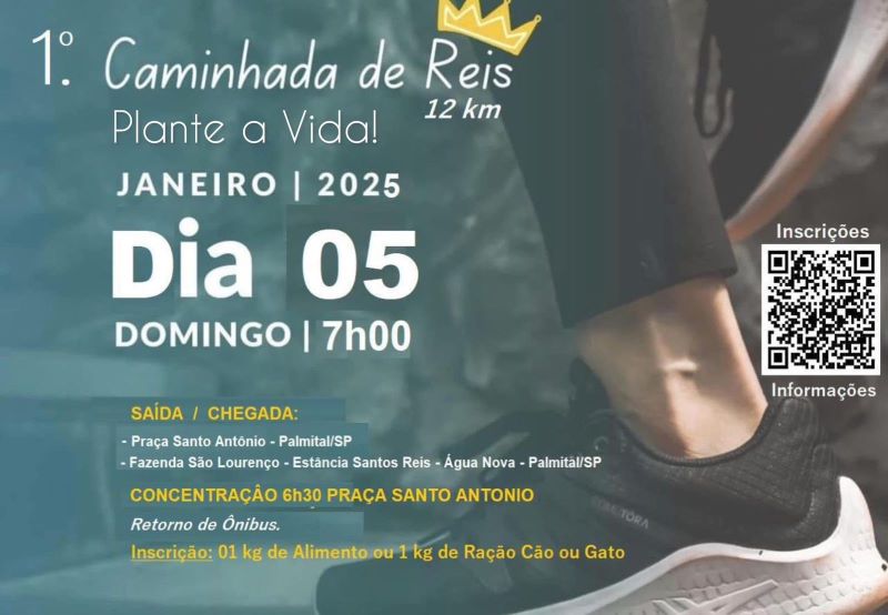 Domingo, 5, acontece a 1ª Caminhada de Reis em Palmital