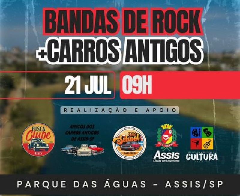 Evento de Bandas de Rock e Carros Antigos será no dia 21