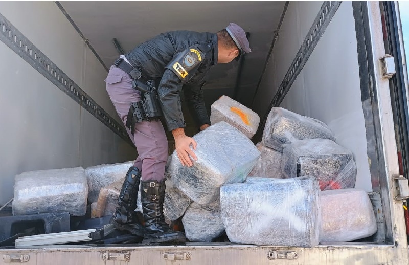 Polícia Rodoviária apreende quase duas toneladas de maconha em carreta em Palmital