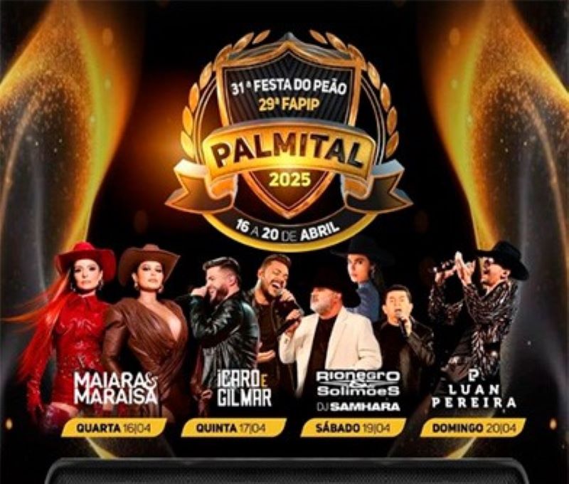 Festa do Peão de Palmital divulga shows, entre eles, Maiara & Maraísa, Luan Pereira e outros