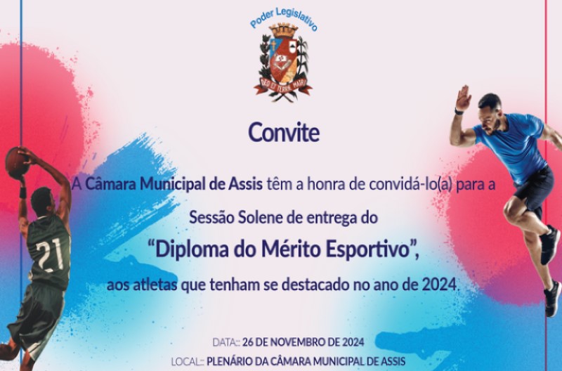 Câmara Municipal entrega Diploma de Mérito Esportivo nesta terça-feira, 26